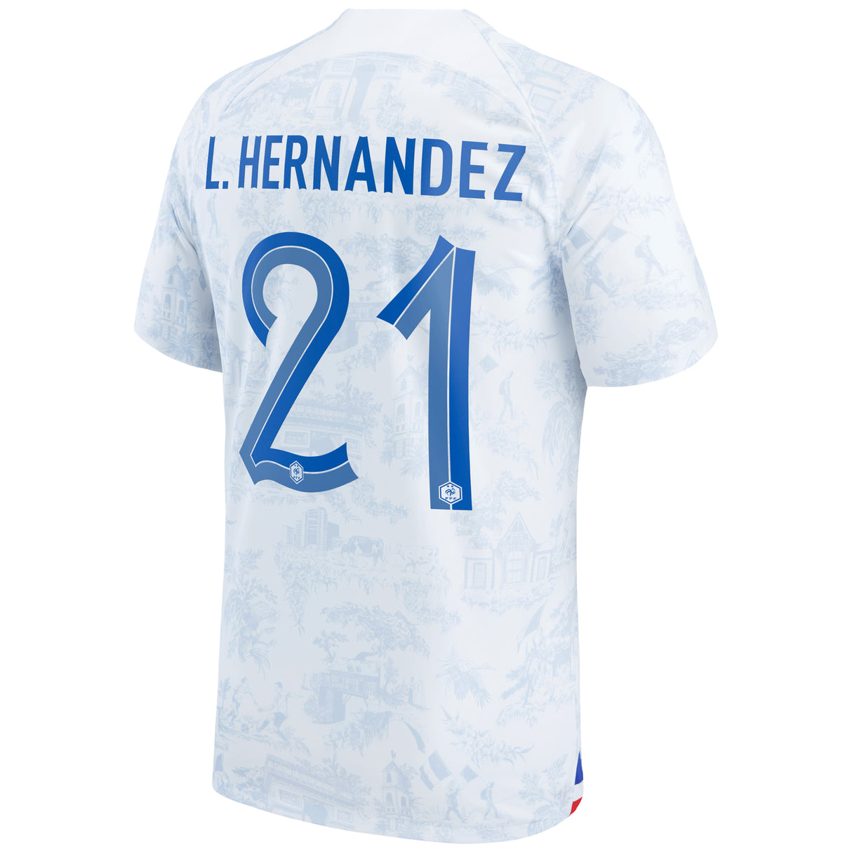 France Away Stadium Shirt 2022 - Kids with L.Hernandez 21 printing - Kit Captain