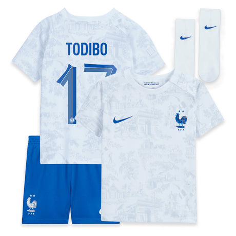 France Away Stadium Kit 2022 - Infant with Todibo 17 printing - Kit Captain