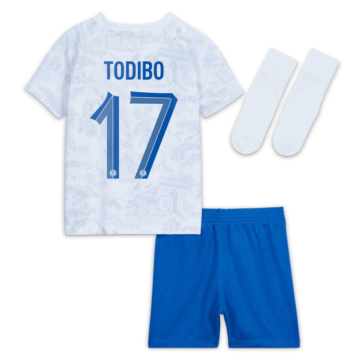 France Away Stadium Kit 2022 - Infant with Todibo 17 printing - Kit Captain