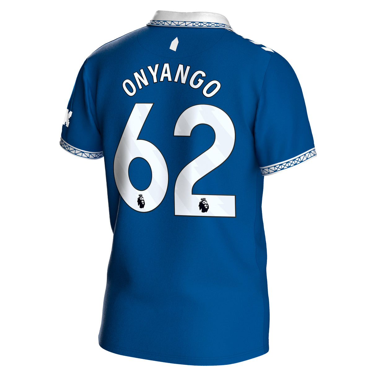 Everton Hummel Home Shirt 2023-24 with Onyango 62 printing - Kit Captain