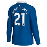 Everton Hummel Home Shirt 2023-24 - Long Sleeve - Kids with Andre Gomes 21 printing - Kit Captain