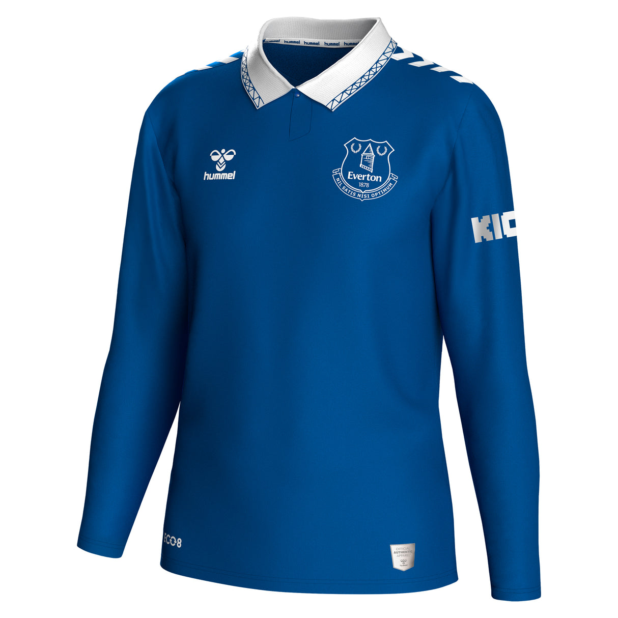 Everton Hummel Home Shirt 2023-24 - Long Sleeve - Kids with Onyango 62 printing - Kit Captain