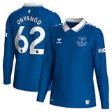 Everton Hummel Home Shirt 2023-24 - Long Sleeve - Kids with Onyango 62 printing - Kit Captain