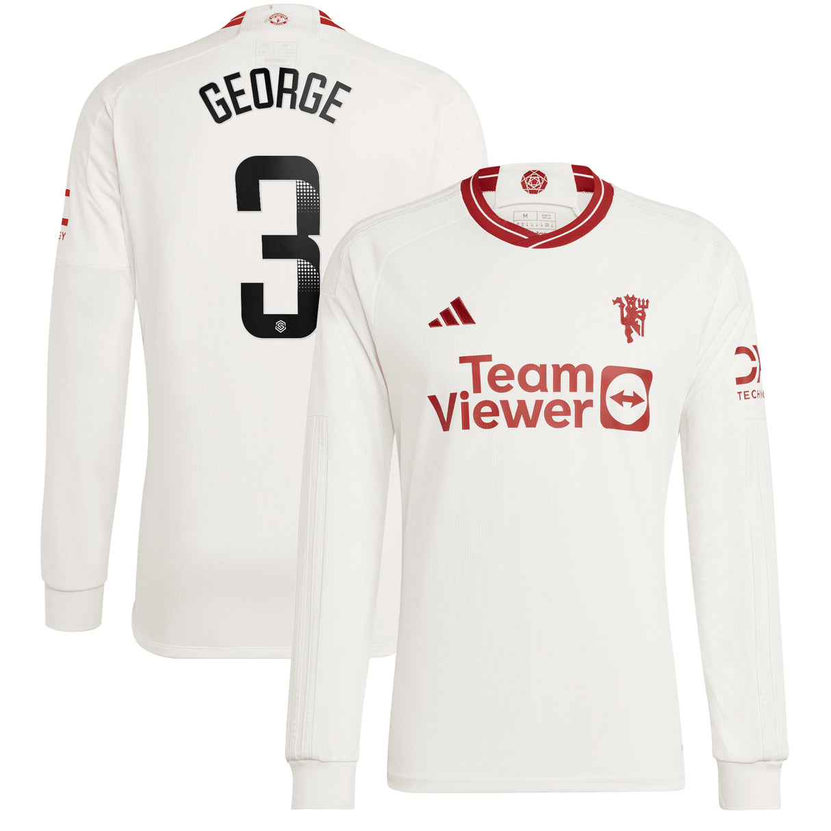 Manchester United WSL adidas Third Shirt 2023-24 - Long Sleeve - With George 3 Printing - Kit Captain