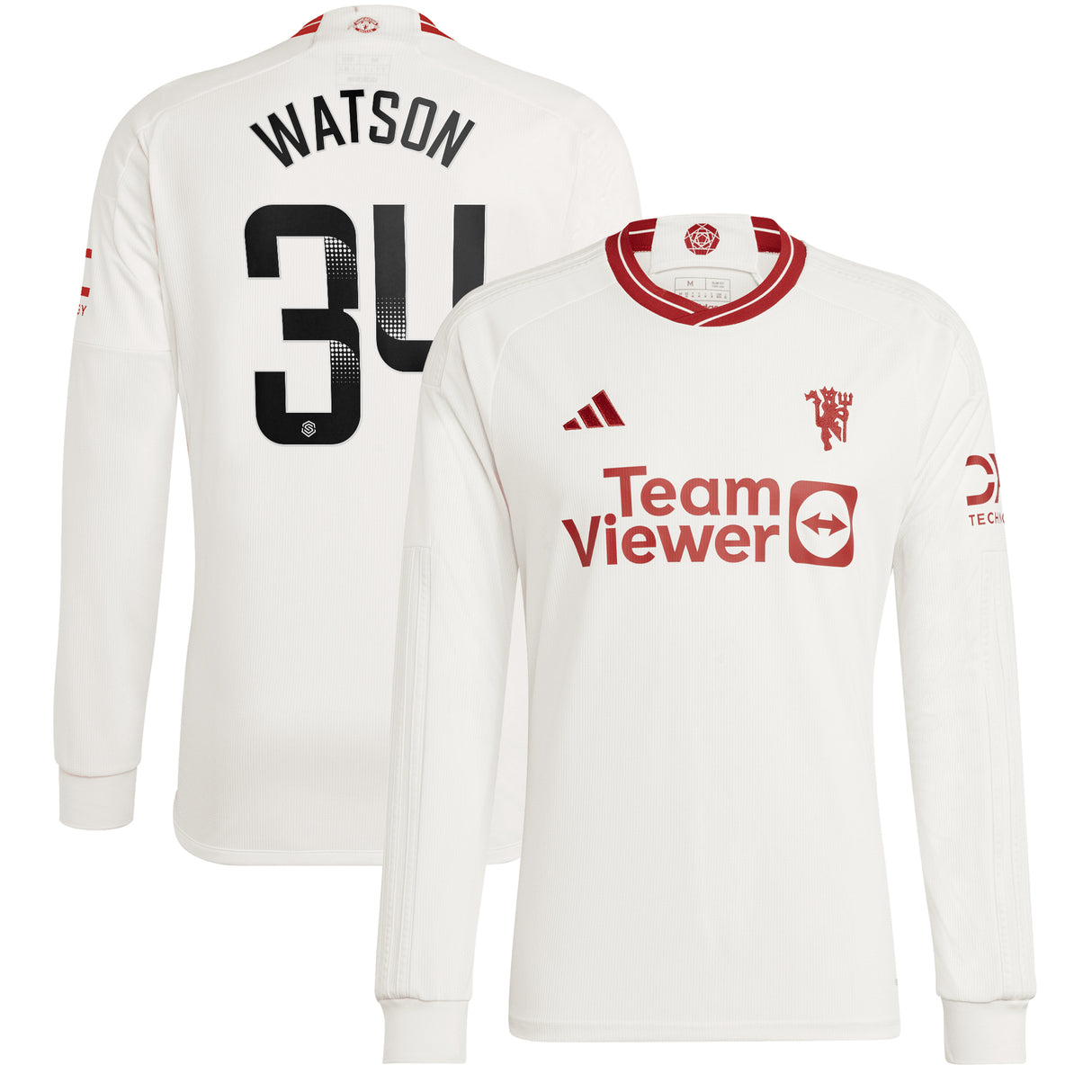 Manchester United WSL adidas Third Shirt 2023-24 - Long Sleeve - With Watson 34 Printing - Kit Captain