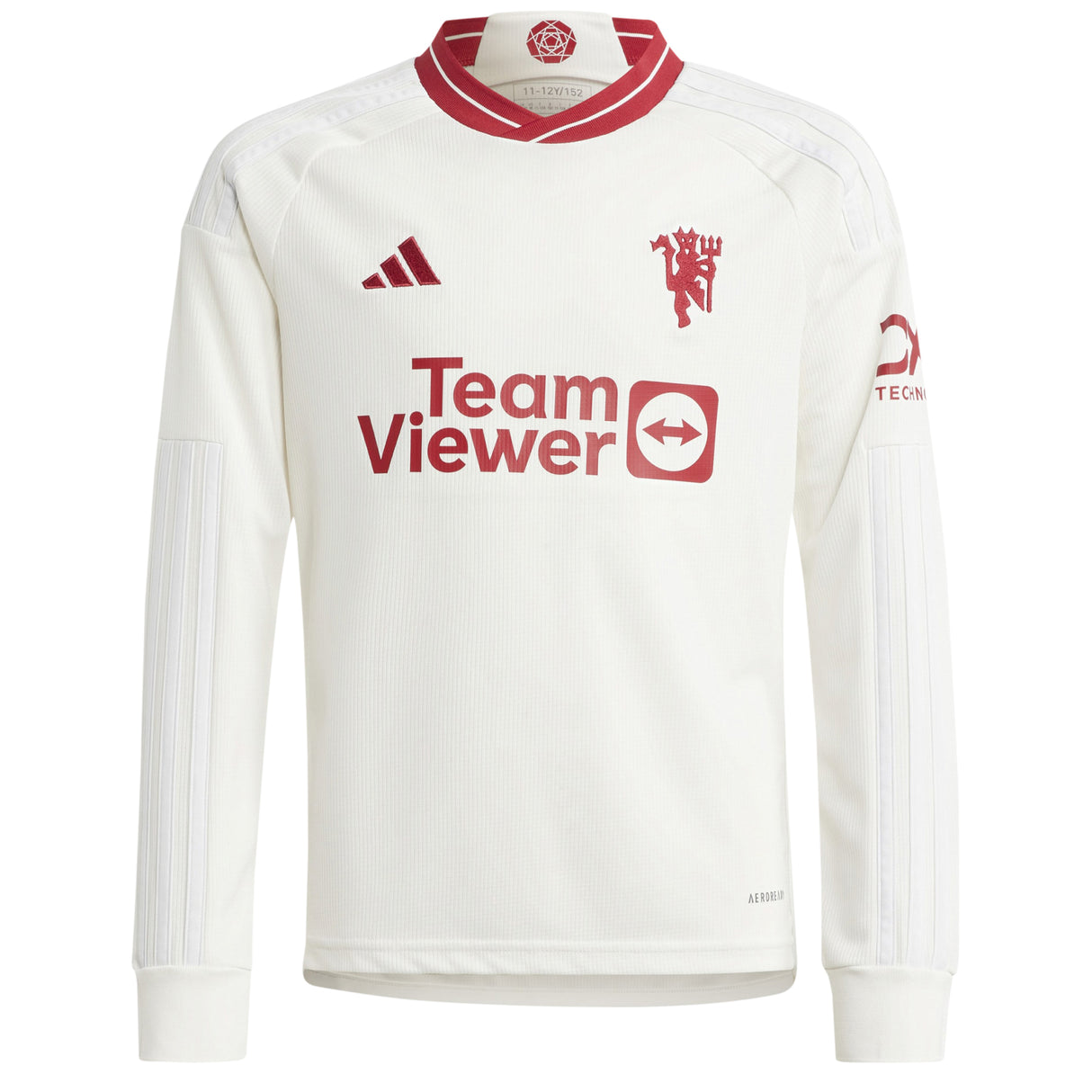 Manchester United WSL adidas Third Shirt 2023-24 - Kids - Long Sleeve - With Rabjohn 25 Printing - Kit Captain