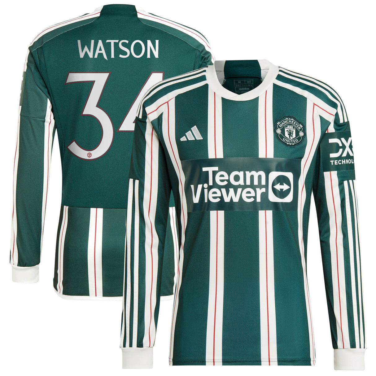 Manchester United Cup adidas Auswärtstrikot 2023-24 – Langarm – mit Watson 34-Aufdruck