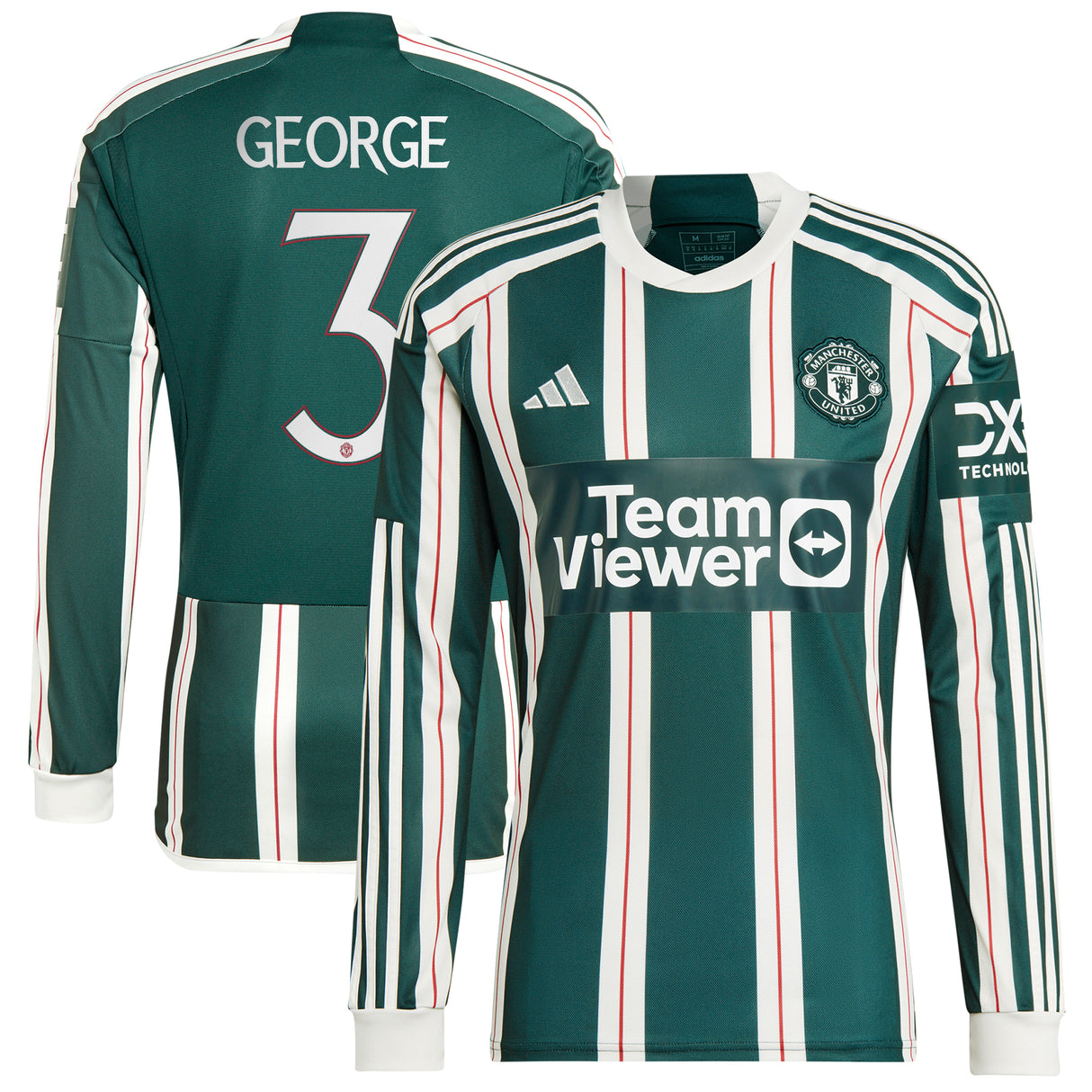 Manchester United Cup adidas Auswärtshemd 2023-24 - Long Sleeve - mit George 3 Druck