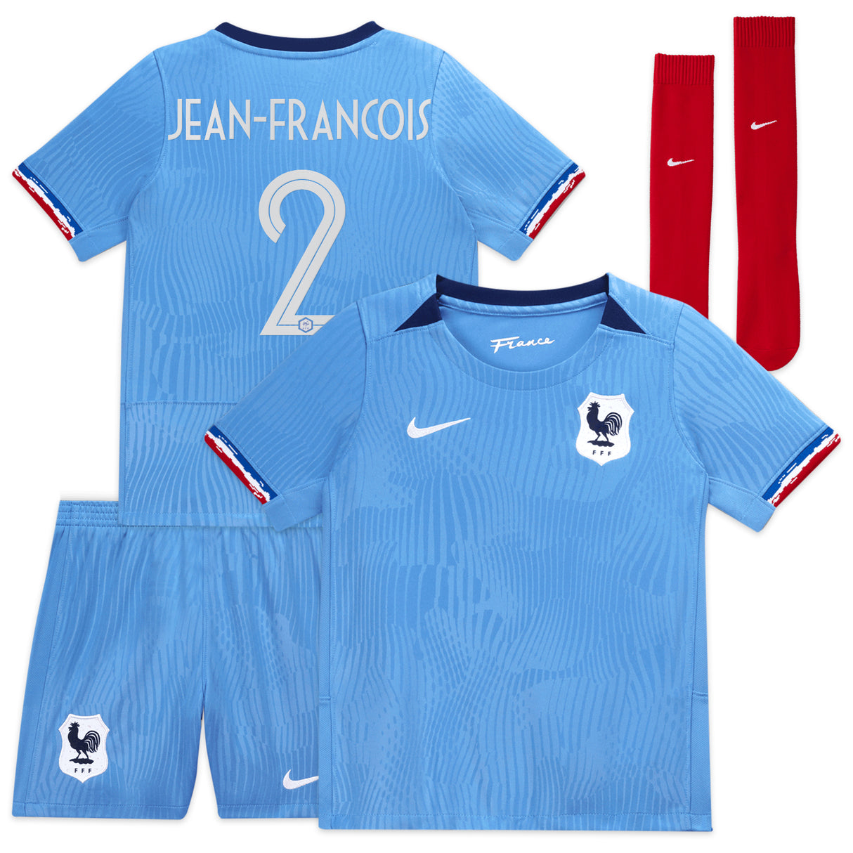 France Women Nike Home Stadium Kit 2023-24 - Little Kids with Jean-Francois 2 printing - Kit Captain