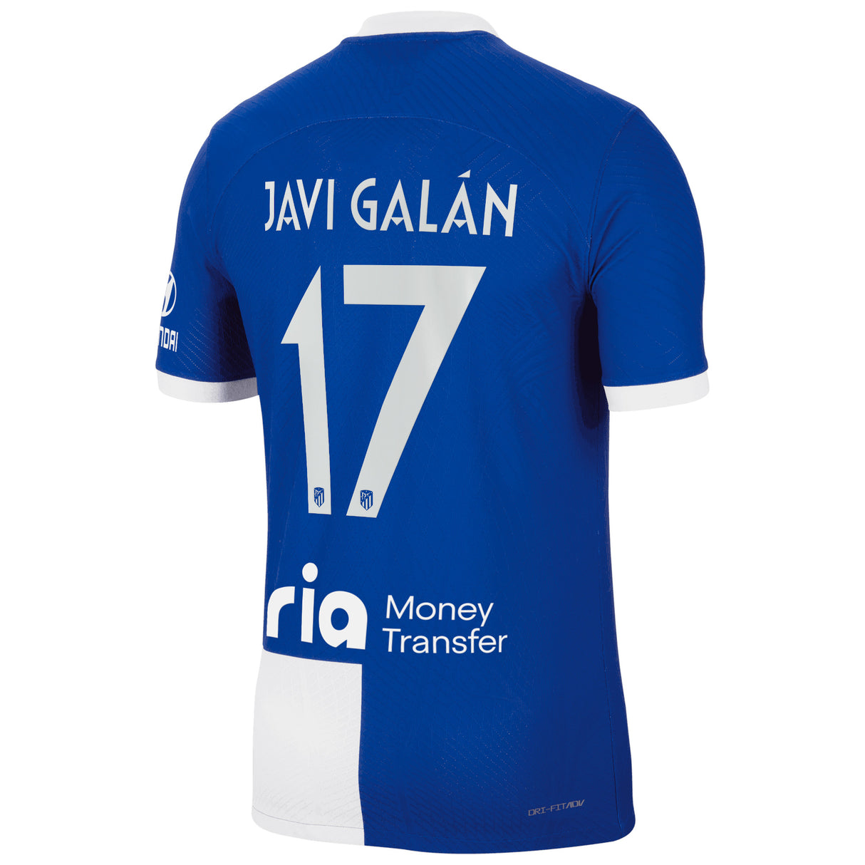 Atletico de Madrid Metropolitano Nike Away Vapor Match Shirt 2023-24 with Javi Galán 17 printing - Kit Captain