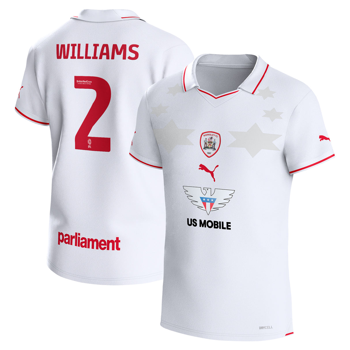 Barnsley Puma Away Shirt 2023-24 - Jordan Williams 2 - Kit Captain