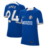 Chelsea Nike Home Stadium Sponsored Shirt 2023-24 - Kids with James 24 printing