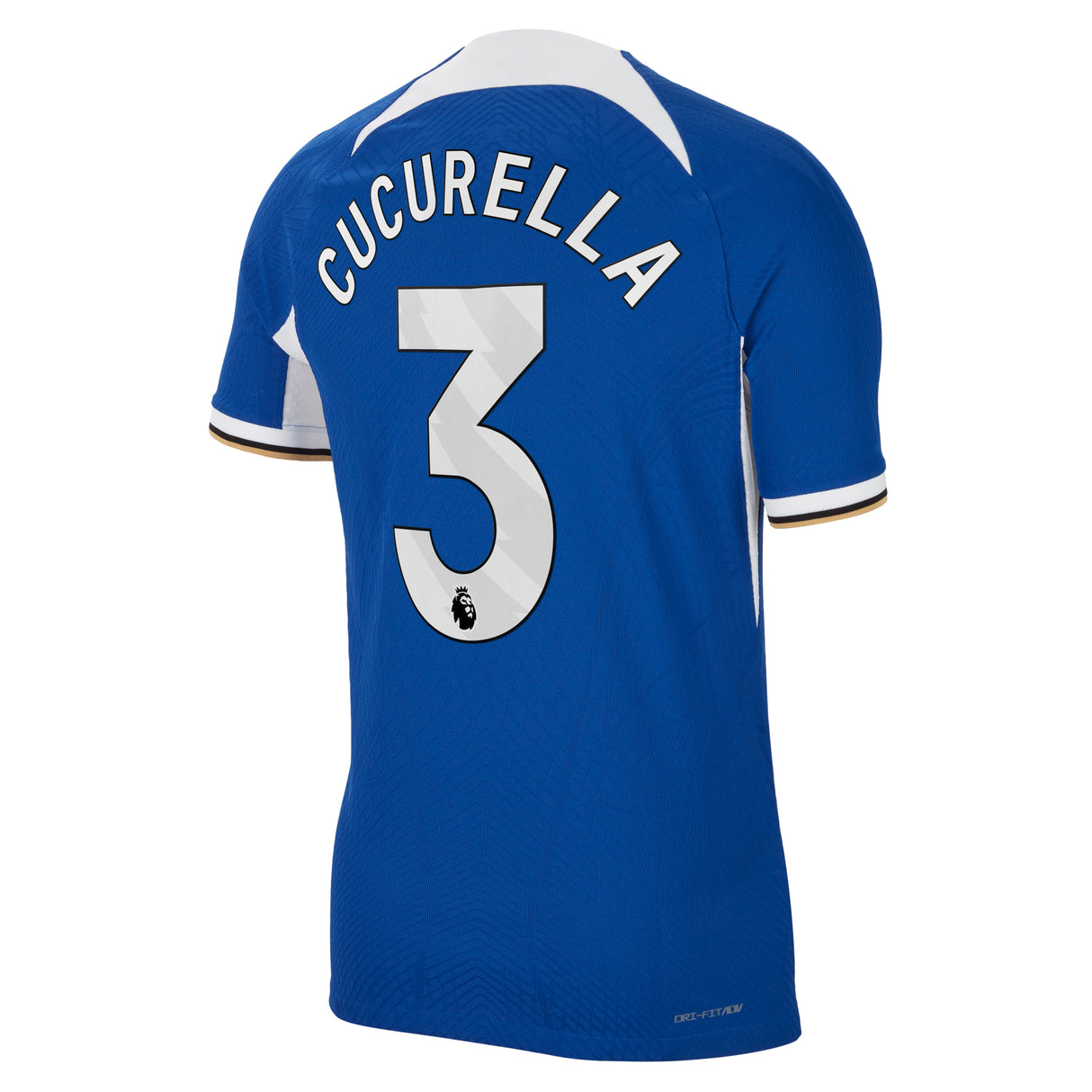 Chelsea Home Vapor Match Sponsored Shirt 2023-24 with Cucurella 3 printing - Kit Captain