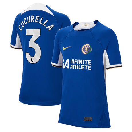 Chelsea Nike Home Stadium Sponsored Shirt 2023-24 - Kids with Cucurella 3 printing