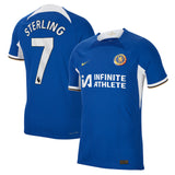 Chelsea Home Vapor Match Sponsored Shirt 2023-24 with Sterling 7 printing - Kit Captain