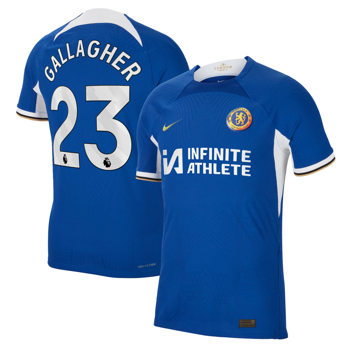 Chelsea Home Vapor Match Sponsored Shirt 2023-24 with Gallagher 23 printing - Kit Captain