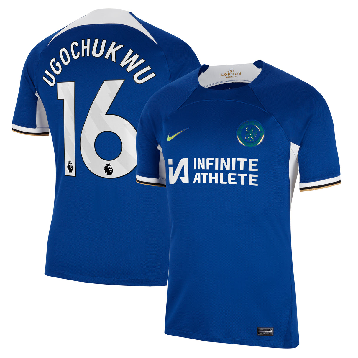 Chelsea Nike Home Stadium Sponsored Shirt 2023-24 with Ugochukwu 16 printing