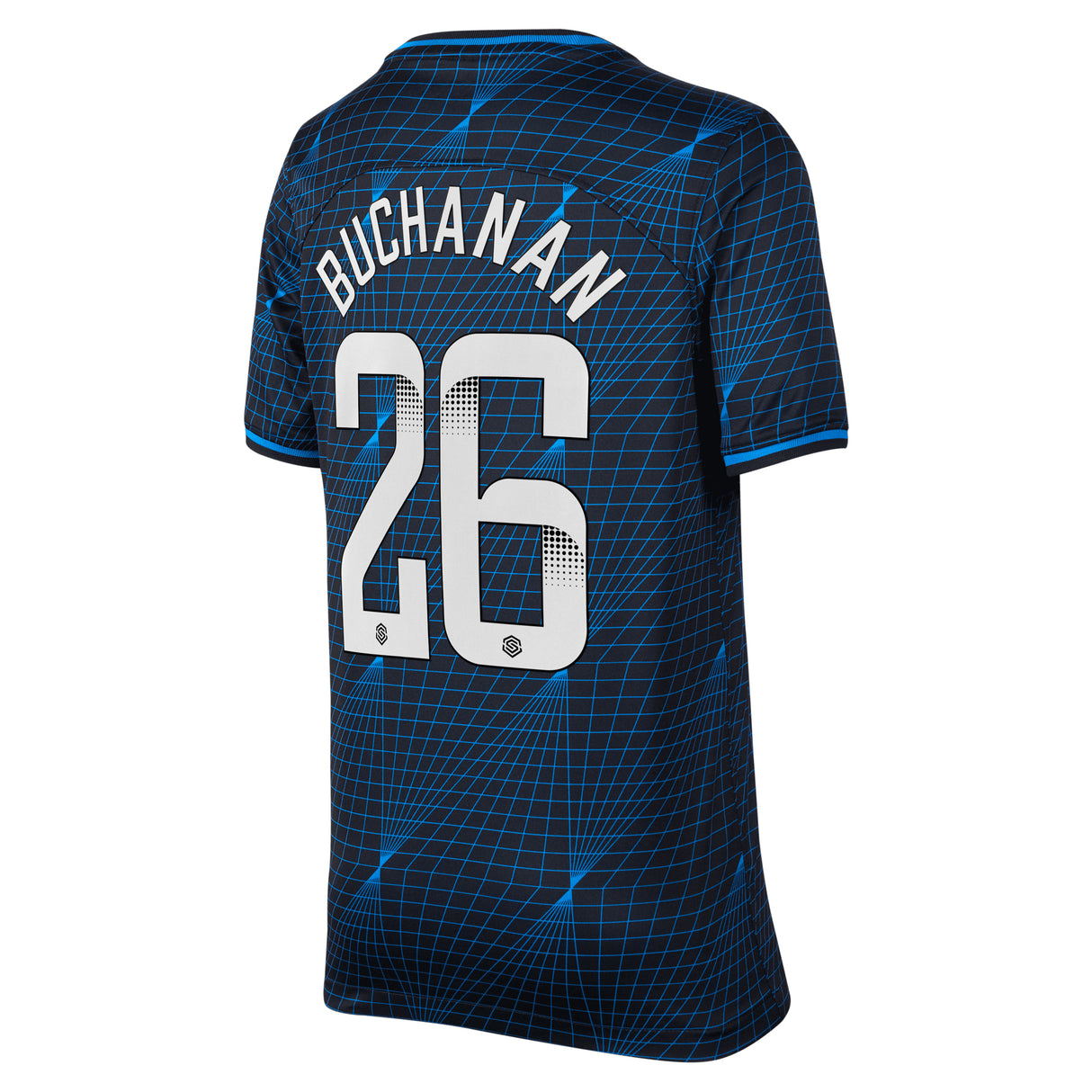 Chelsea WSL Nike Away Stadium Sponsored Shirt 2023-24 - Kids with Buchanan 26 printing