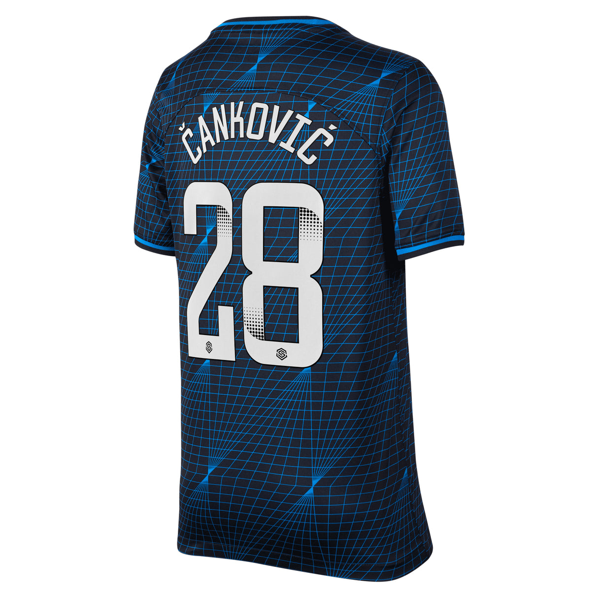 Chelsea WSL Nike Away Stadium Sponsored Shirt 2023-24 - Kids with Čanković 28 printing