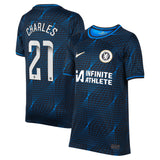 Chelsea WSL Nike Away Stadium Sponsored Shirt 2023-24 - Kids with Charles 21 printing