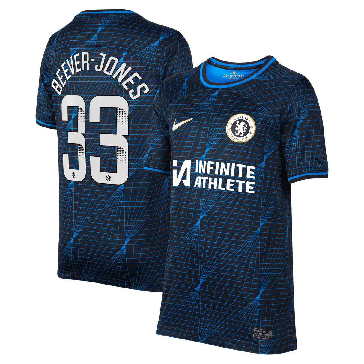 Chelsea WSL Nike Away Stadium Sponsored Shirt 2023-24 - Kids with Beever-Jones 33 printing