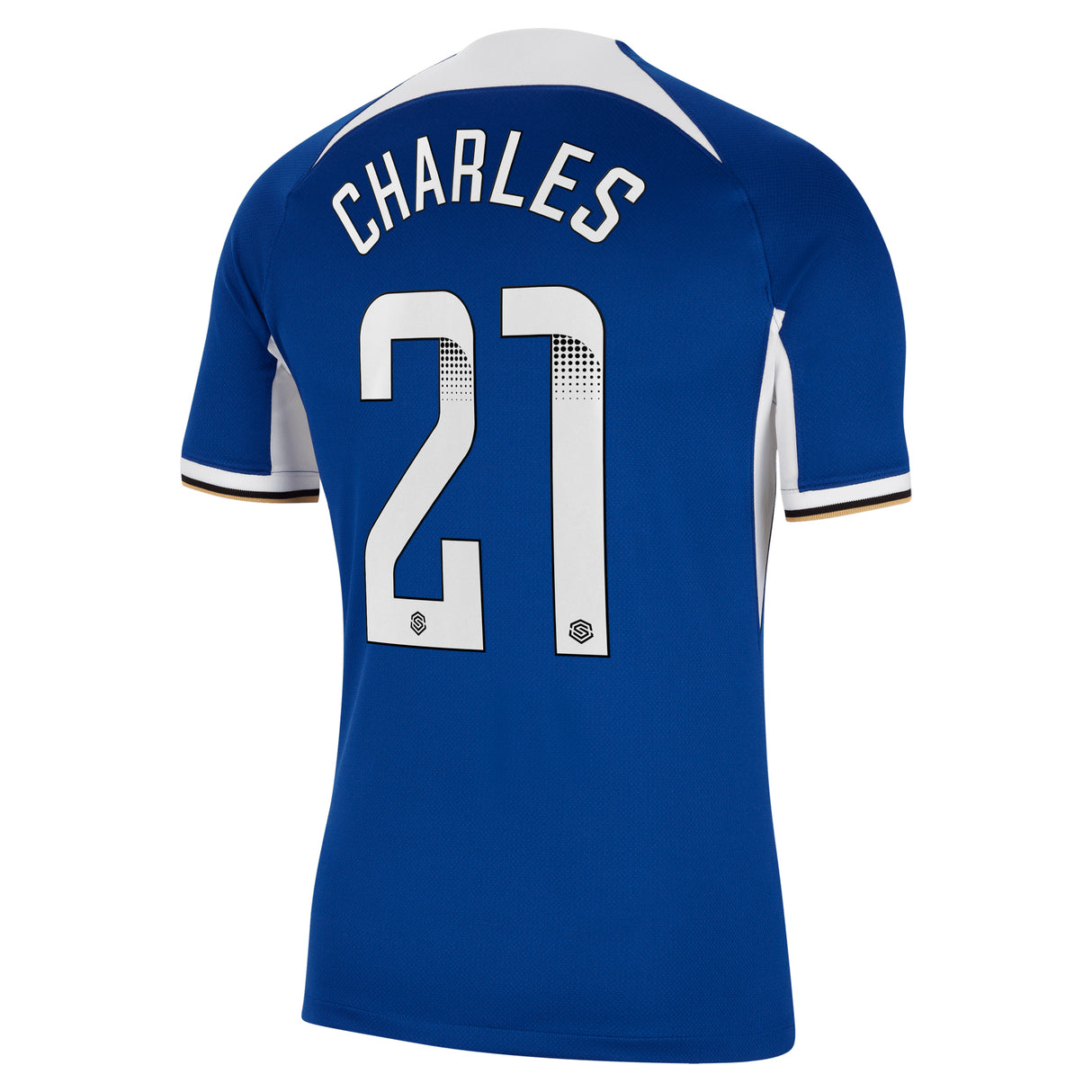 Chelsea WSL Nike Home Stadium Sponsored Shirt 2023-24 with Charles 21 printing