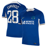 Chelsea WSL Nike Home Stadium Sponsored Shirt 2023-24 with Čanković 28 printing