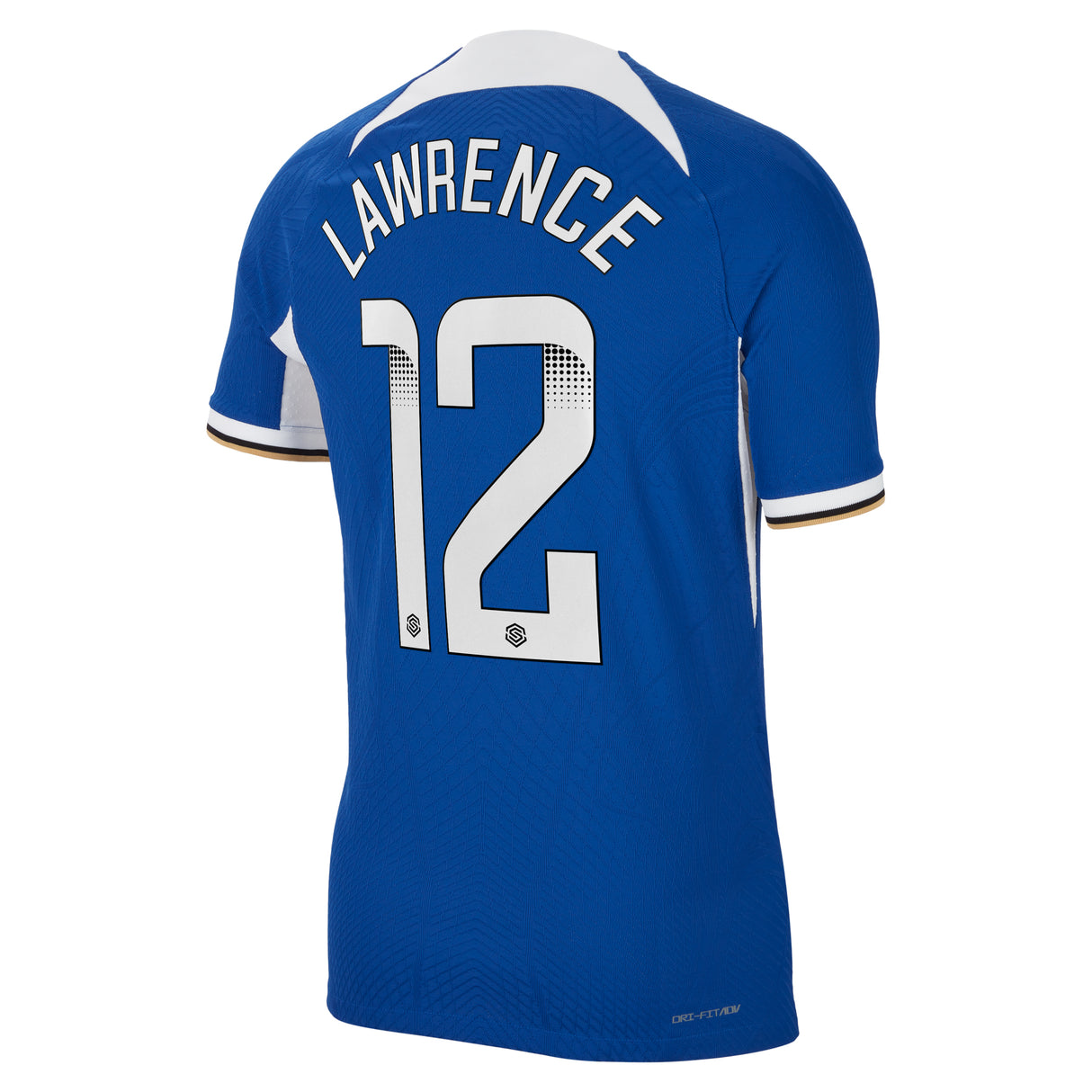 Chelsea WSL Home Vapor Match Sponsored Shirt 2023-24 with Lawrence 12 printing - Kit Captain