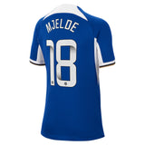 Chelsea WSL Nike Home Stadium Sponsored Shirt 2023-24 - Kids with Mjelde 18 printing