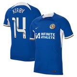 Chelsea WSL Home Vapor Match Sponsored Shirt 2023-24 with Kirby 14 printing - Kit Captain