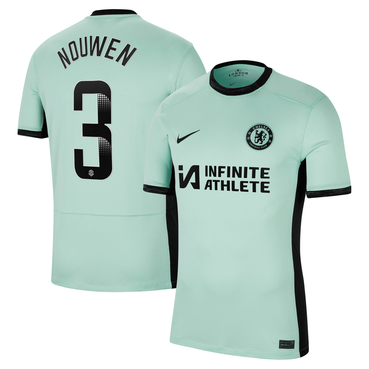 Chelsea WSL Nike Third Stadium Sponsored Shirt 2023-24 with Nouwen 3 printing