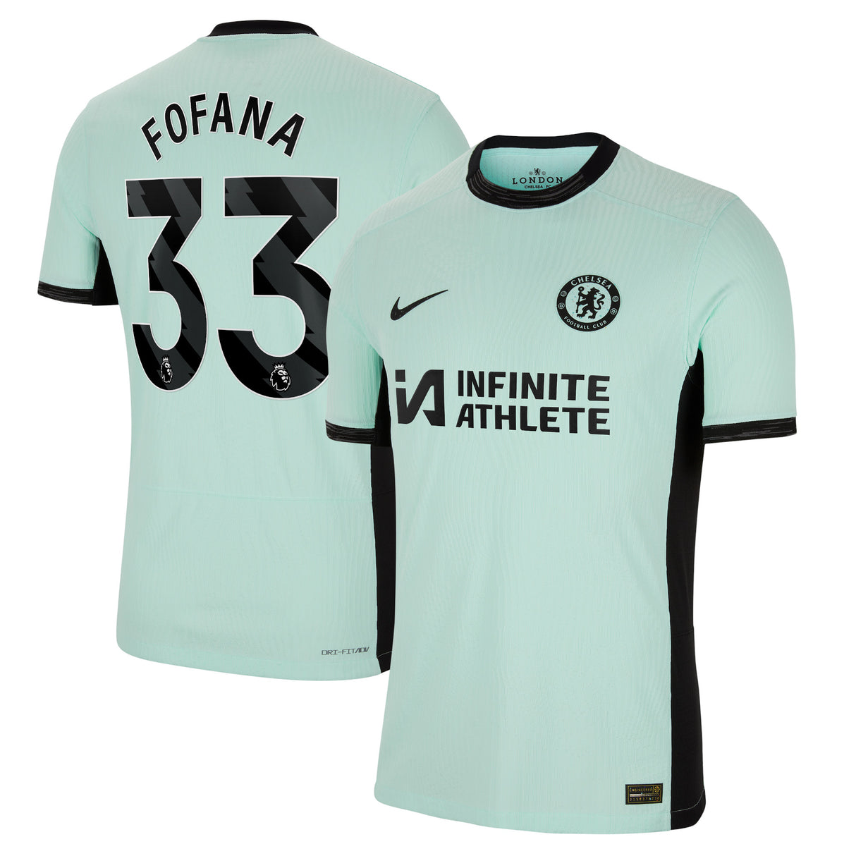 Chelsea Third Vapor Match Sponsored Shirt 2023-24 with Fofana 33 printing - Kit Captain