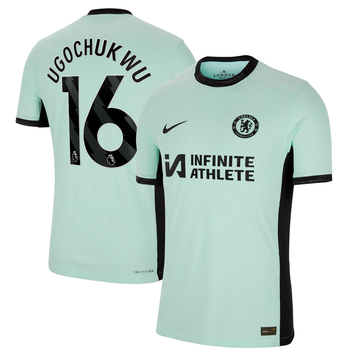 Chelsea Third Vapor Match Sponsored Shirt 2023-24 with Ugochukwu 16 printing - Kit Captain