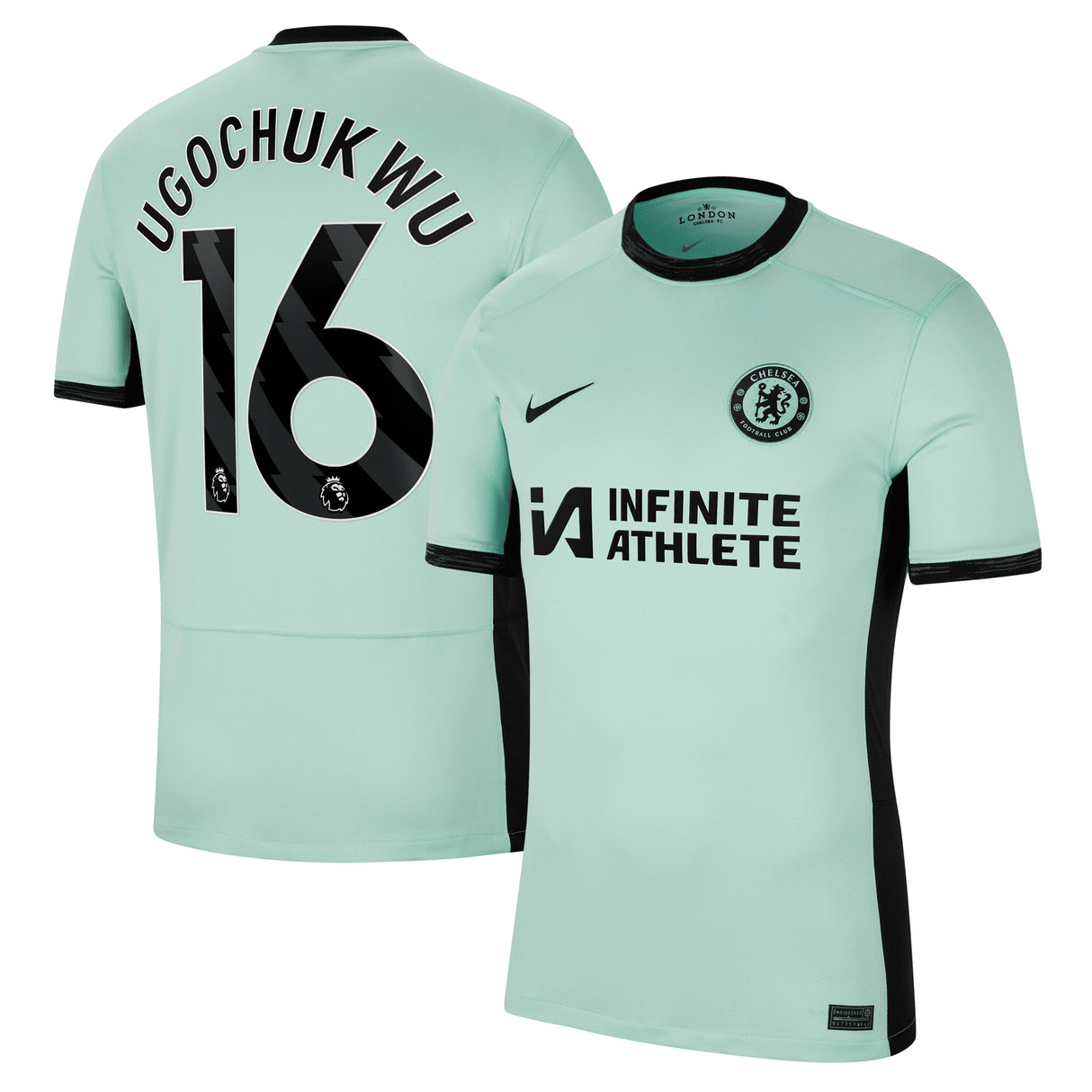 Chelsea Nike Third Stadium Sponsored Shirt 2023-24 with Ugochukwu 16 printing