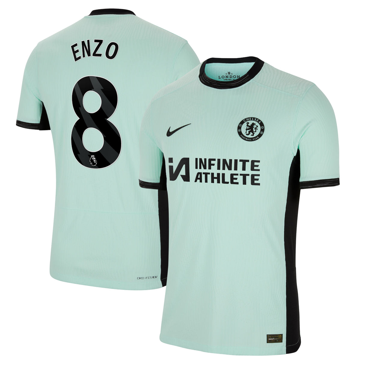 Chelsea Third Vapor Match Sponsored Shirt 2023-24 with Fernández 8 printing - Kit Captain