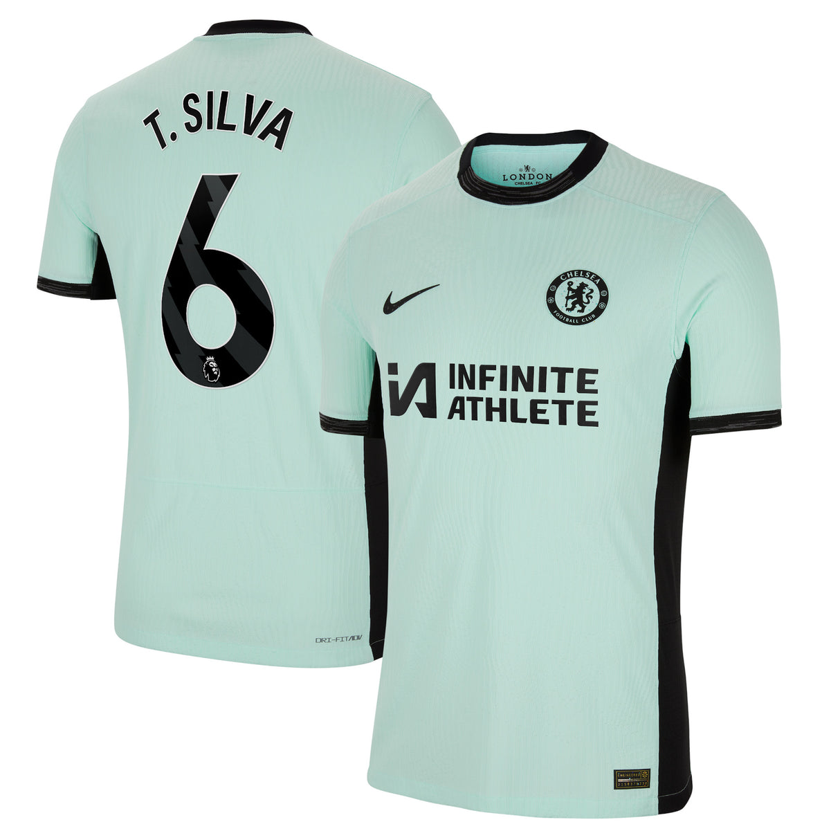 Chelsea Third Vapor Match Sponsored Shirt 2023-24 with Silva 6 printing - Kit Captain