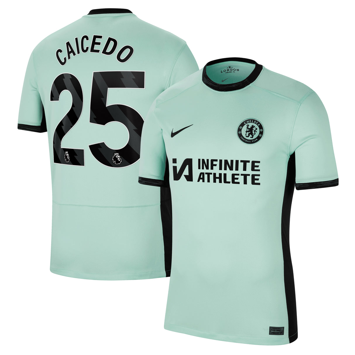 Chelsea Nike Third Stadium Sponsored Shirt 2023-24 with Caicedo 25 printing