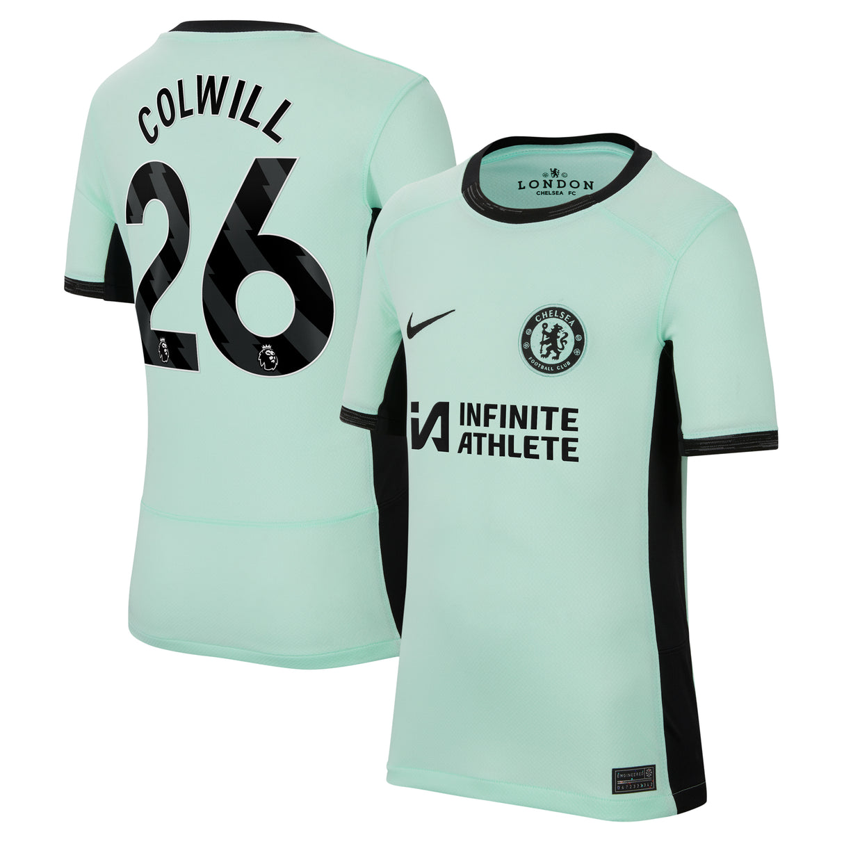 Chelsea Third Stadium Sponsored Shirt 2023-24 - Kids with Colwill 26 printing - Kit Captain