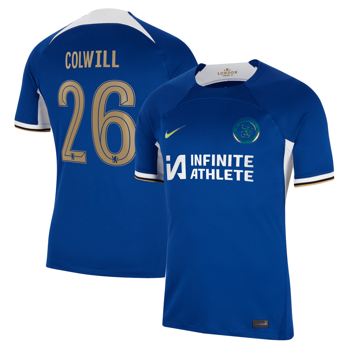 Chelsea Cup Nike Home Stadium Sponsored Shirt 2023-24 with Colwill 26 printing