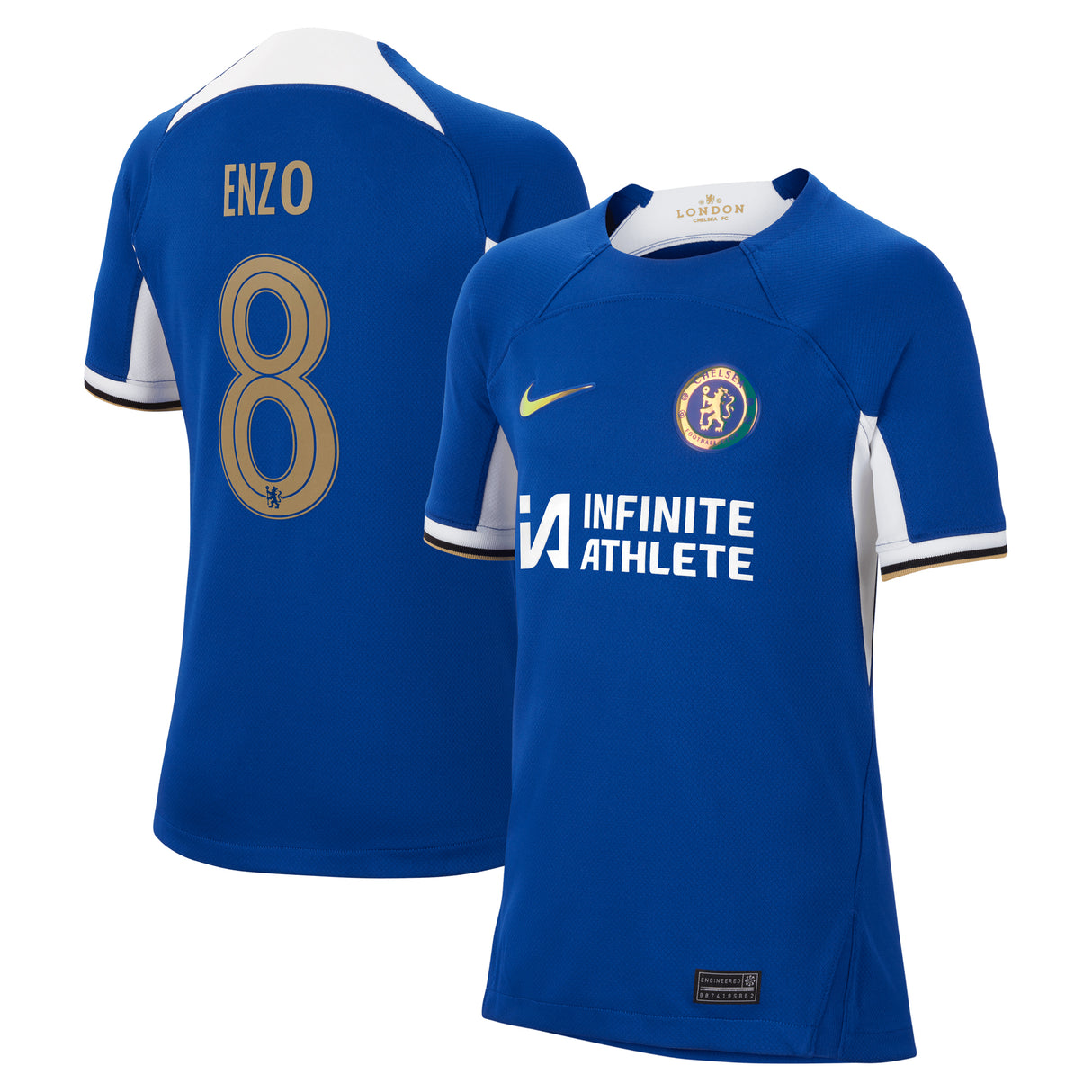 Chelsea Cup Nike Home Stadium Sponsored Shirt 2023-24 - Kids with Enzo 8 printing