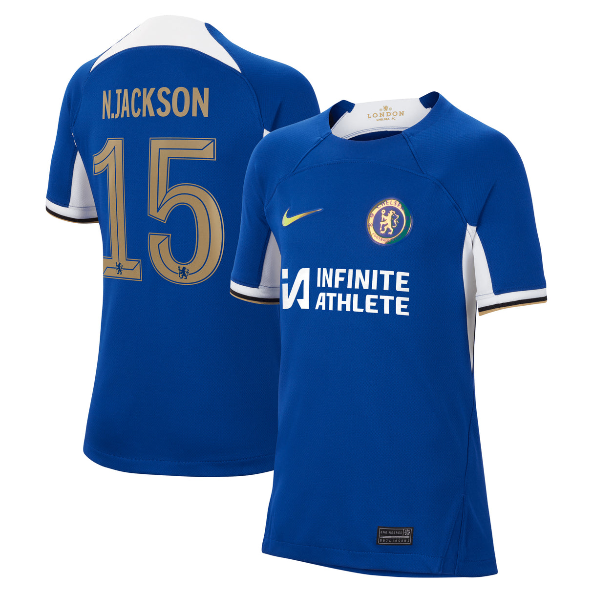 Chelsea Cup Nike Home Stadium Sponsored Shirt 2023-24 - Kids with N.Jackson 15 printing