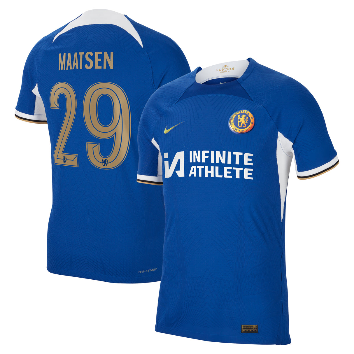 Chelsea Cup Home Vapor Match Sponsored Shirt 2023-24 with Maatsen 29 printing - Kit Captain