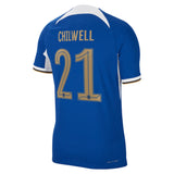 Chelsea Cup Home Vapor Match Sponsored Shirt 2023-24 with Chilwell 21 printing - Kit Captain