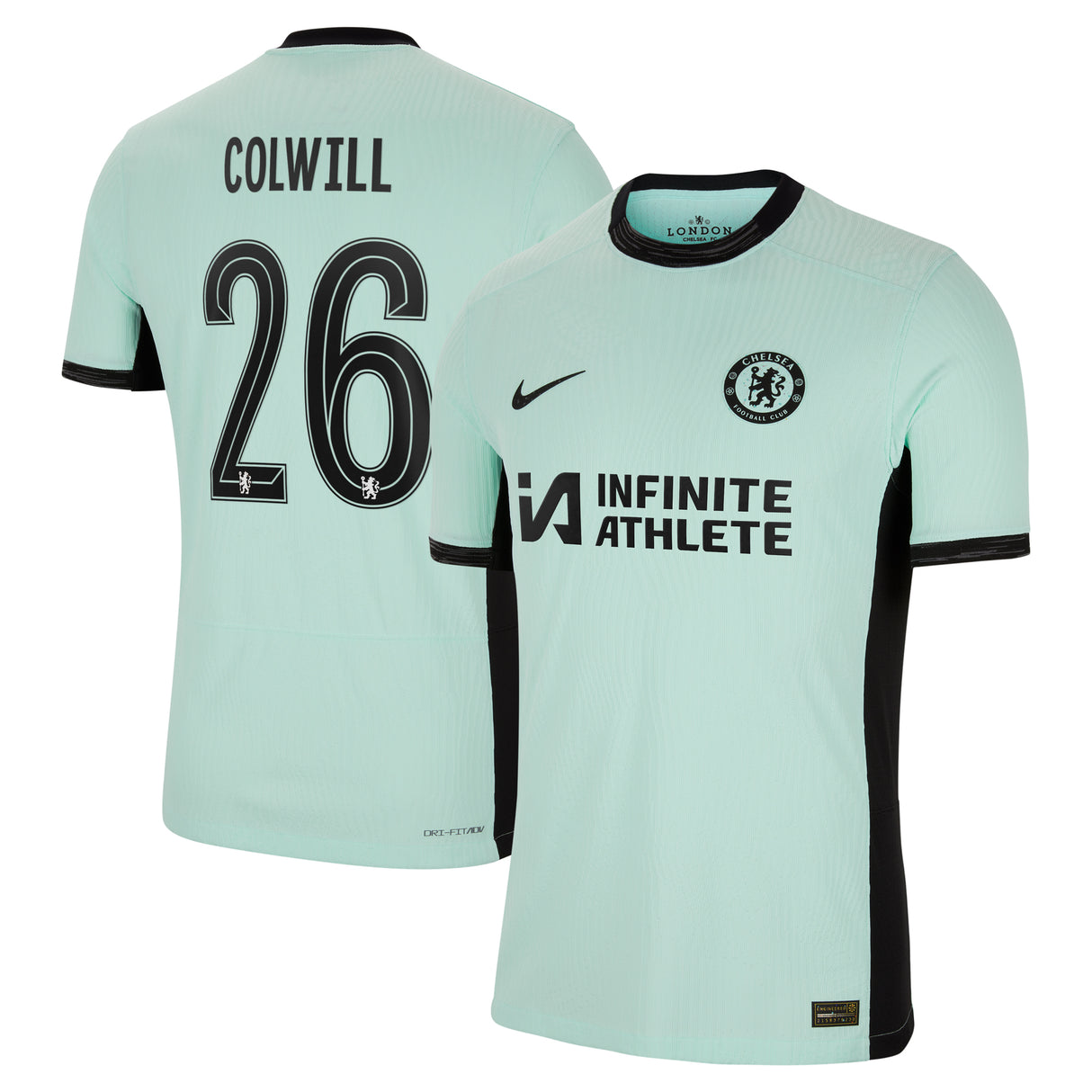 Chelsea Cup Third Vapor Match Sponsored Shirt 2023-24 with Colwill 26 printing - Kit Captain