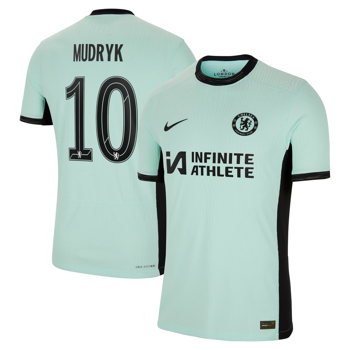 Chelsea Cup Third Vapor Match Sponsored Shirt 2023-24 with Mudryk 10 printing - Kit Captain