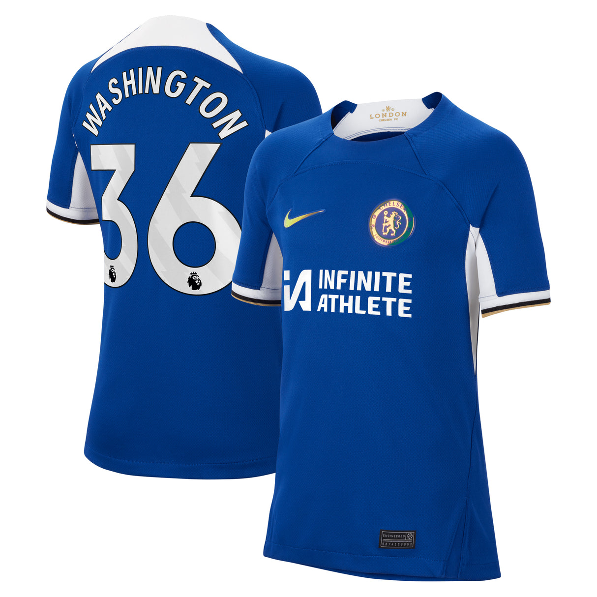 Chelsea Nike Home Stadium Sponsored Shirt 2023-24 - Kids with Washington 36 printing