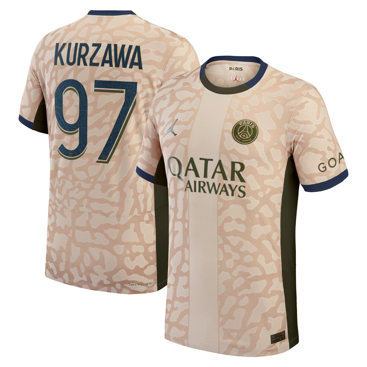 PSG Jordan Fourth Dri-FIT ADV Match Shirt 23/24 with Kurzawa 97 printing