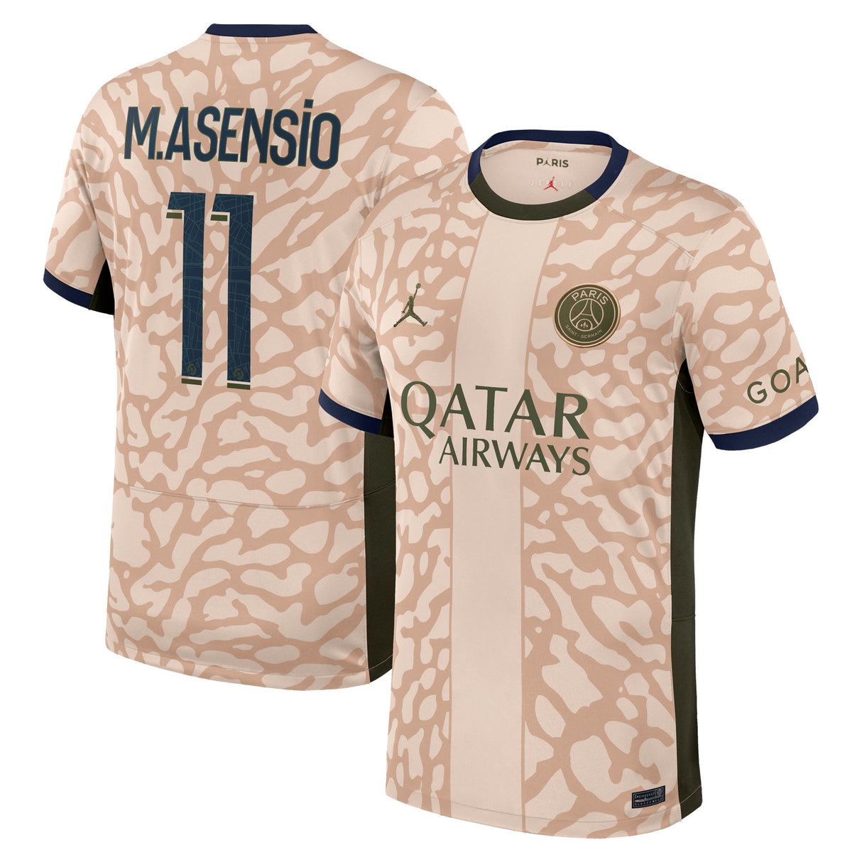 PSG Jordan Fourth Stadium Shirt 23/24 with M.Asensio 11 printing