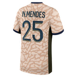 PSG Jordan Fourth Stadium Shirt 23/24 with N.Mendes 25 printing