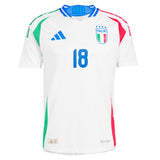 Italy adidas Away Authentic Shirt 2024 with Barella 18 printing